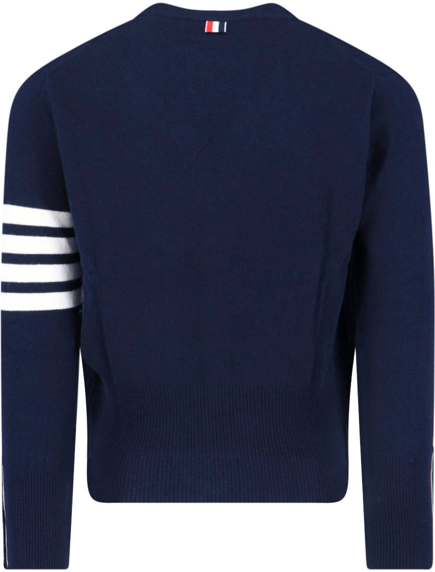 Thom Browne Navy Cashmere Cardigan With V-Neckline Blauw