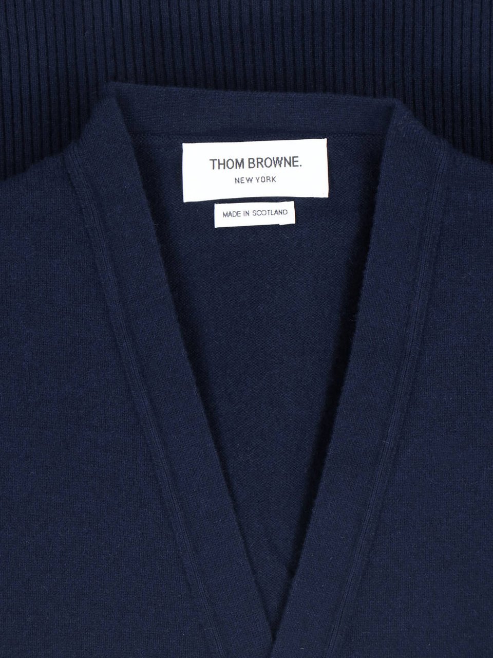 Thom Browne Navy Cashmere Cardigan With V-Neckline Blauw
