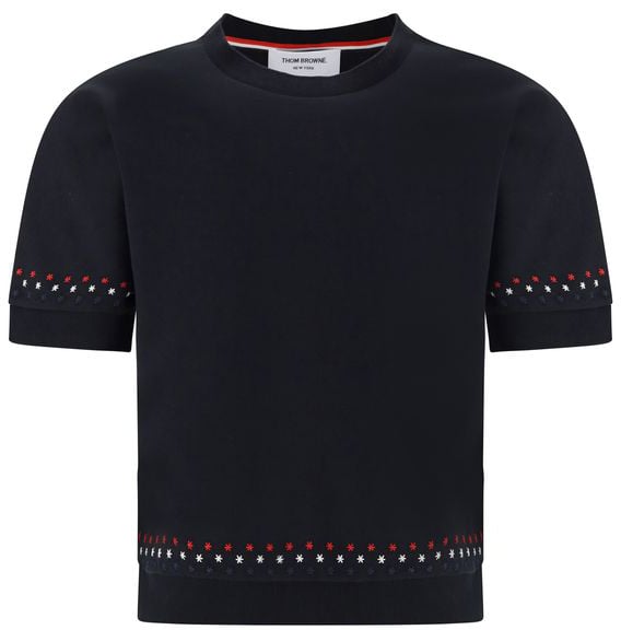 Thom Browne Black Cotton T-Shirt Zwart