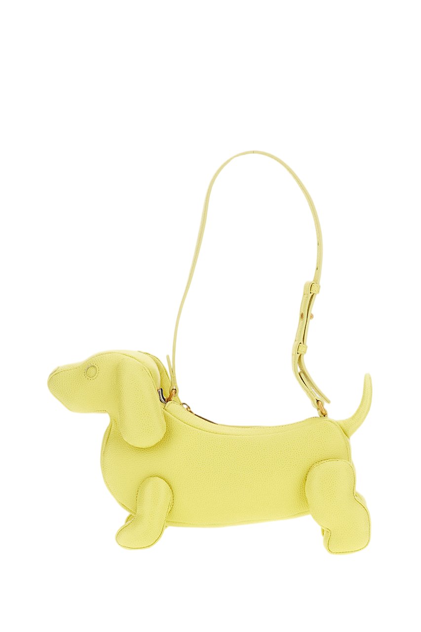 Thom Browne Yellow Soft Pebble Grain Leather Shoulder Bag Geel