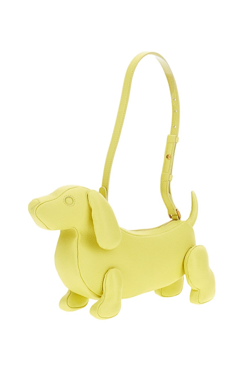 Thom Browne Yellow Soft Pebble Grain Leather Shoulder Bag Geel