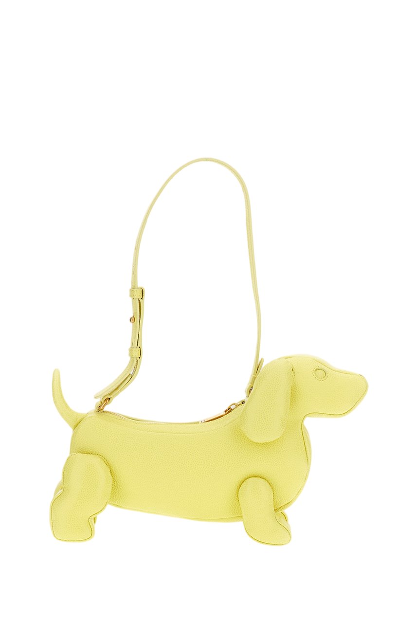 Thom Browne Yellow Soft Pebble Grain Leather Shoulder Bag Geel