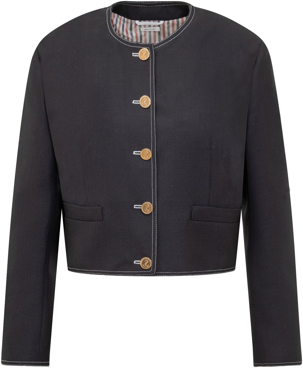 Thom Browne Cardigan con Pieghe a Scatola Blauw