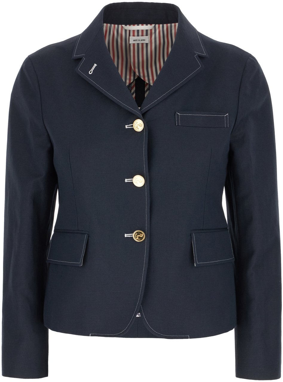 Thom Browne Thom Browne Navy blue cotton blend blazer Blauw