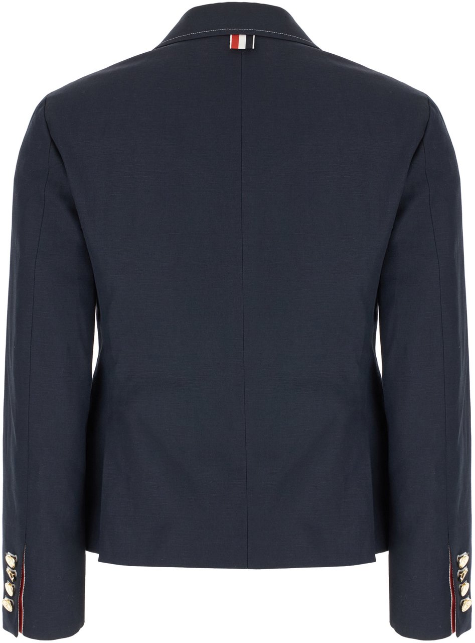 Thom Browne Thom Browne Navy blue cotton blend blazer Blauw