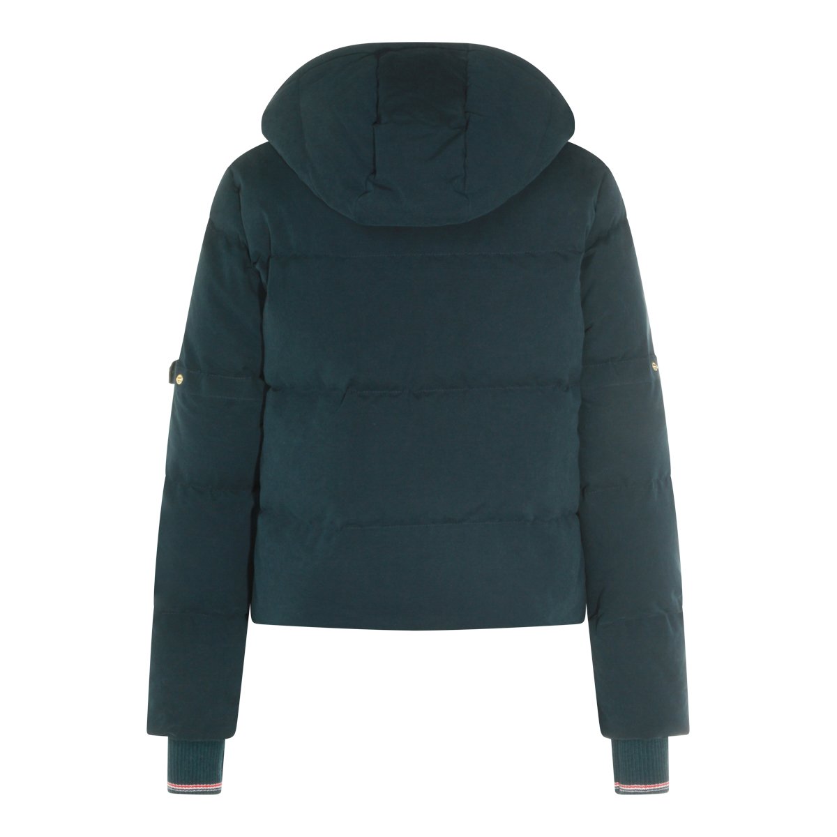 Thom Browne Down Jacket With Detachable Hood And Iconic Striped Accents Zwart