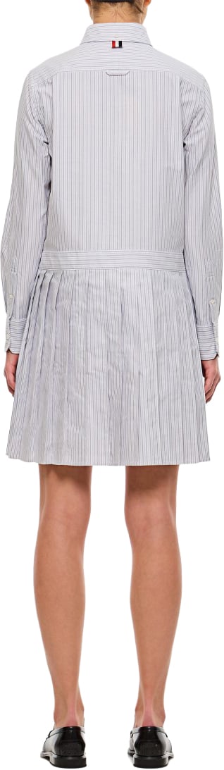 Thom Browne Oxford Stripe Oversized Shirtdress with Asymmetric Pleat Detail Grijs