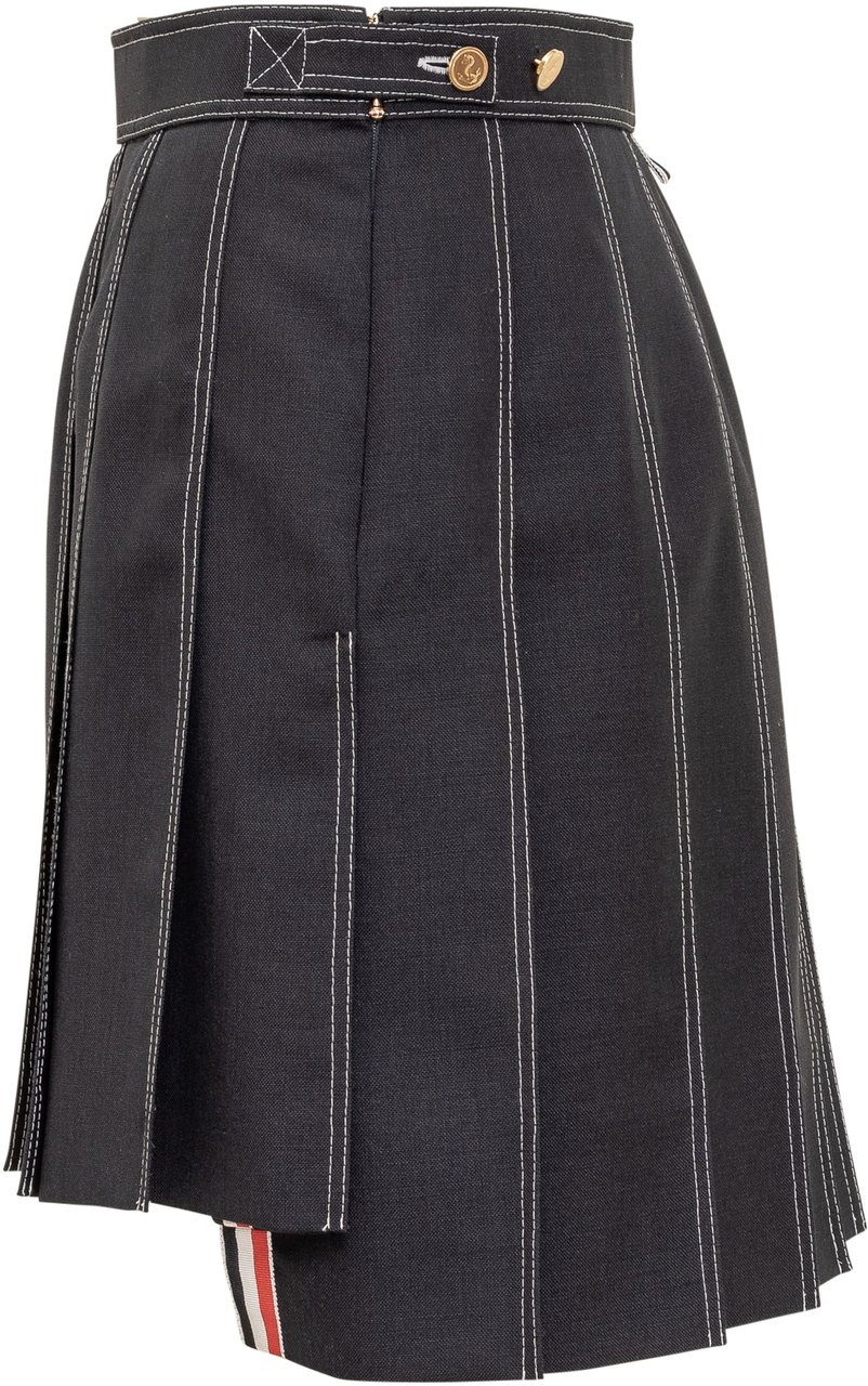 Thom Browne Mini Gonna a Pieghe. Donkergrijs