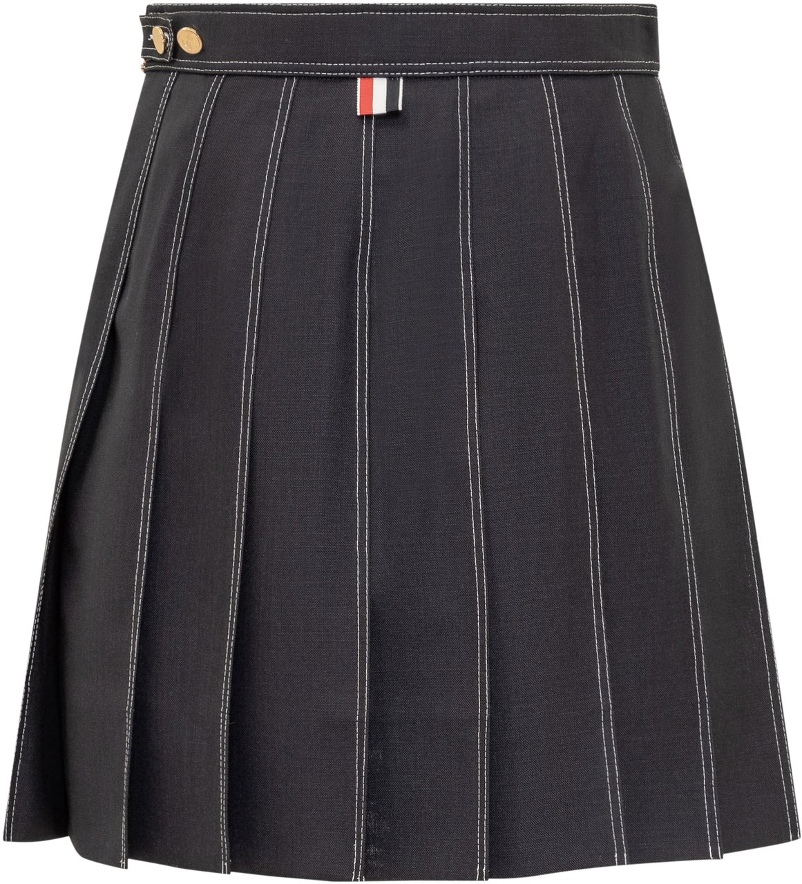 Thom Browne Mini Gonna a Pieghe. Donkergrijs