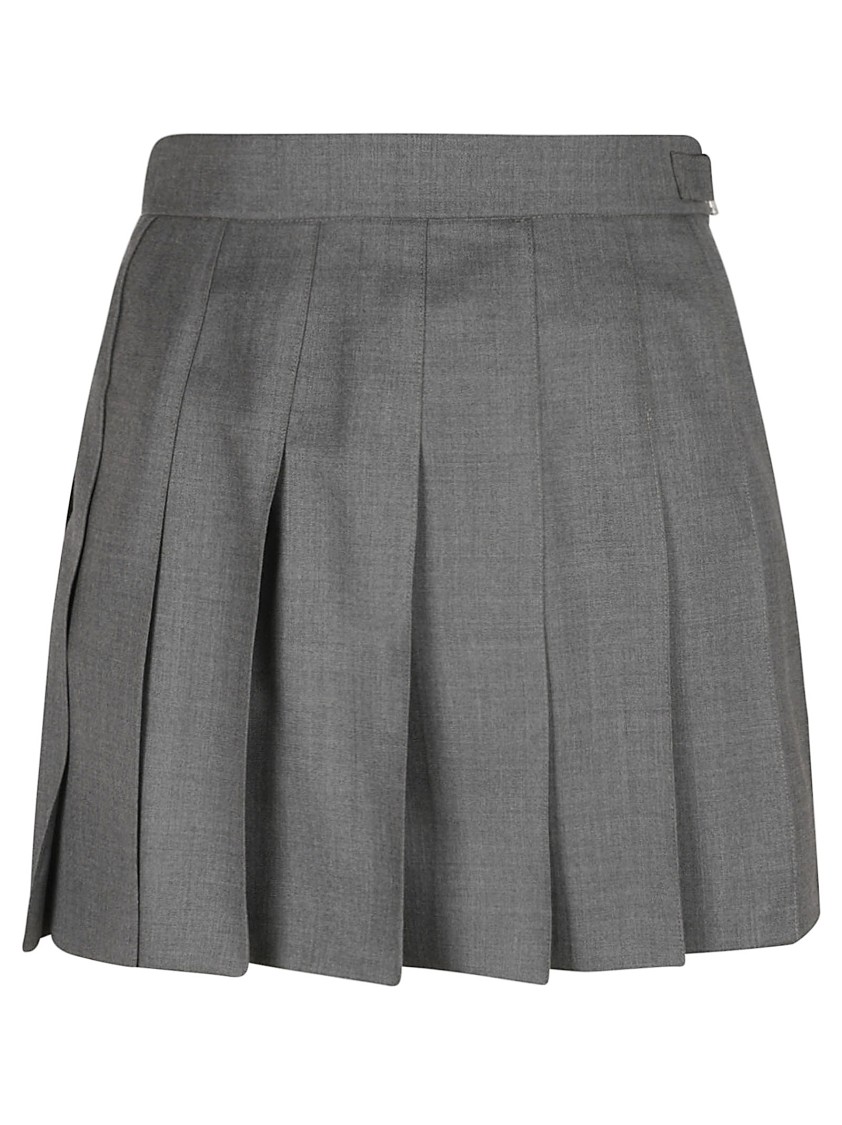 Thom Browne Pleated Tailored Skirt With Structured Waistband Grijs
