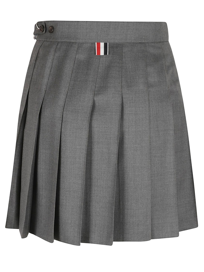Thom Browne Pleated Tailored Skirt With Structured Waistband Grijs