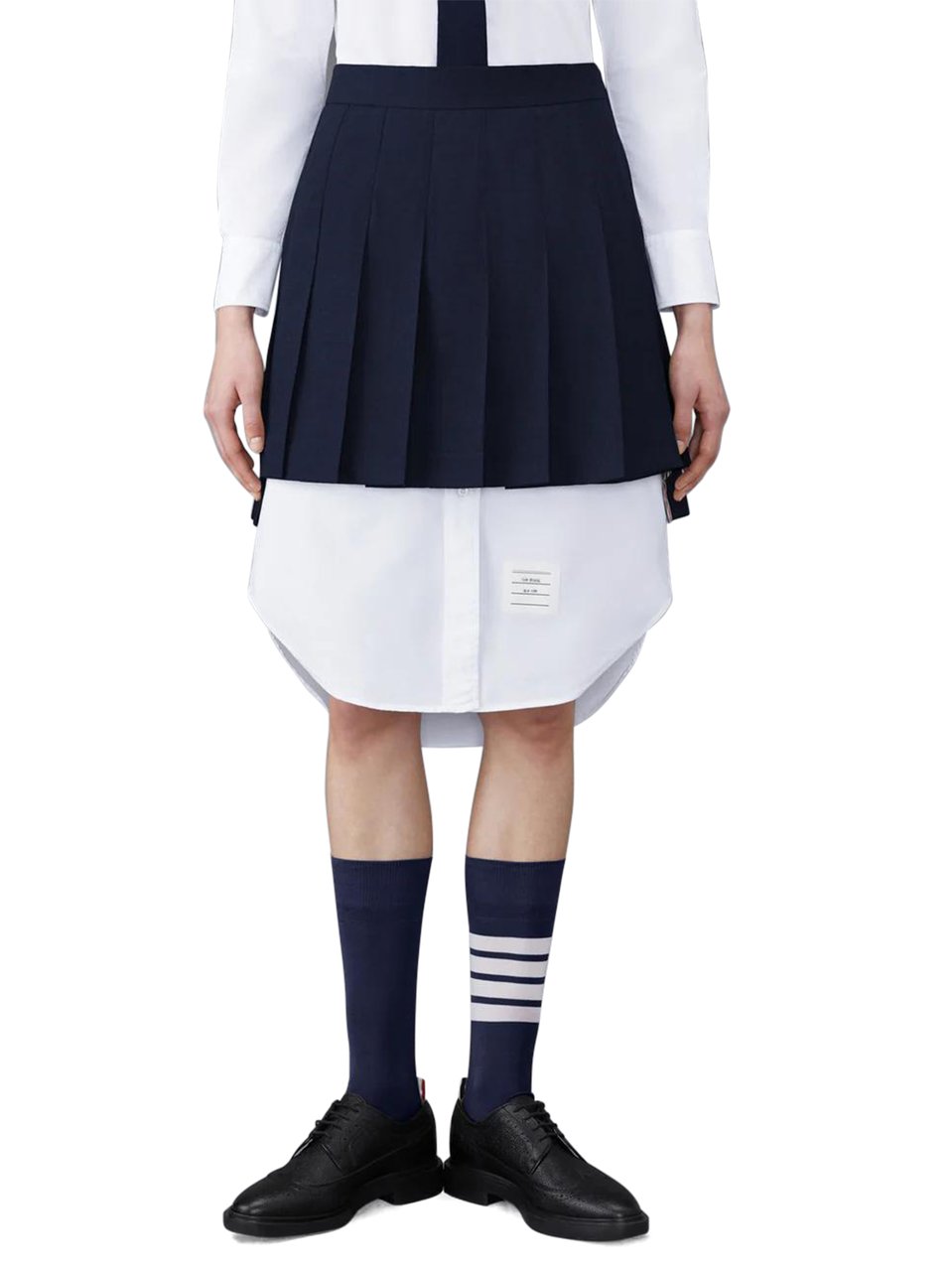 Thom Browne Thigh-Length Pleated Skirt with Dropped Back Design Zwart