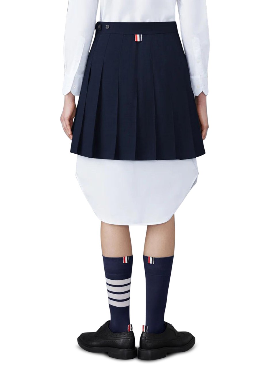 Thom Browne Thigh-Length Pleated Skirt with Dropped Back Design Zwart