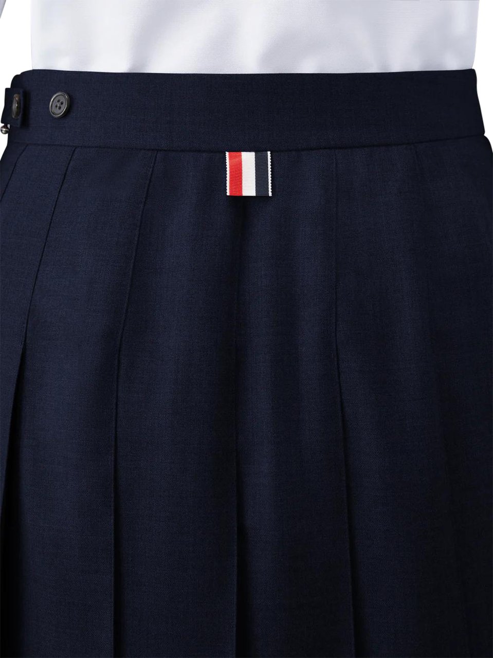 Thom Browne Thigh-Length Pleated Skirt with Dropped Back Design Zwart