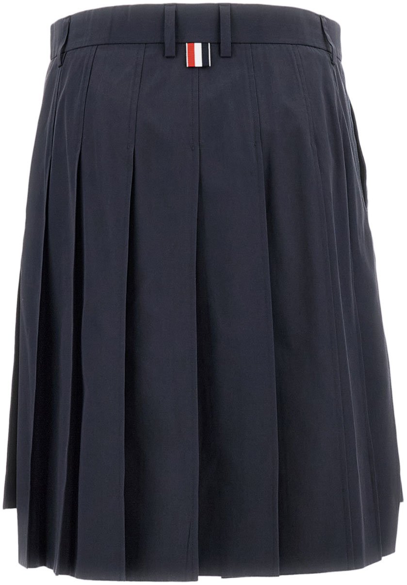 Thom Browne Cotton Pleated Skirt Blauw