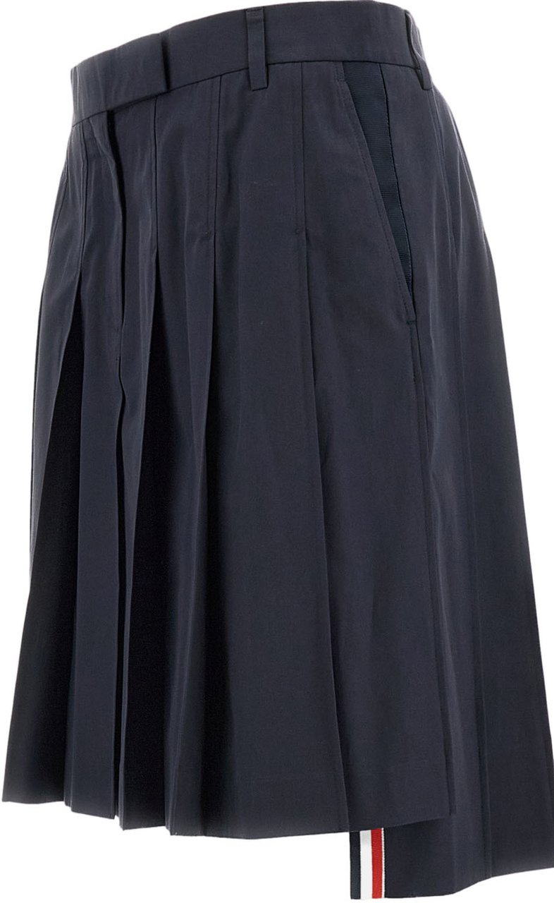 Thom Browne Cotton Pleated Skirt Blauw