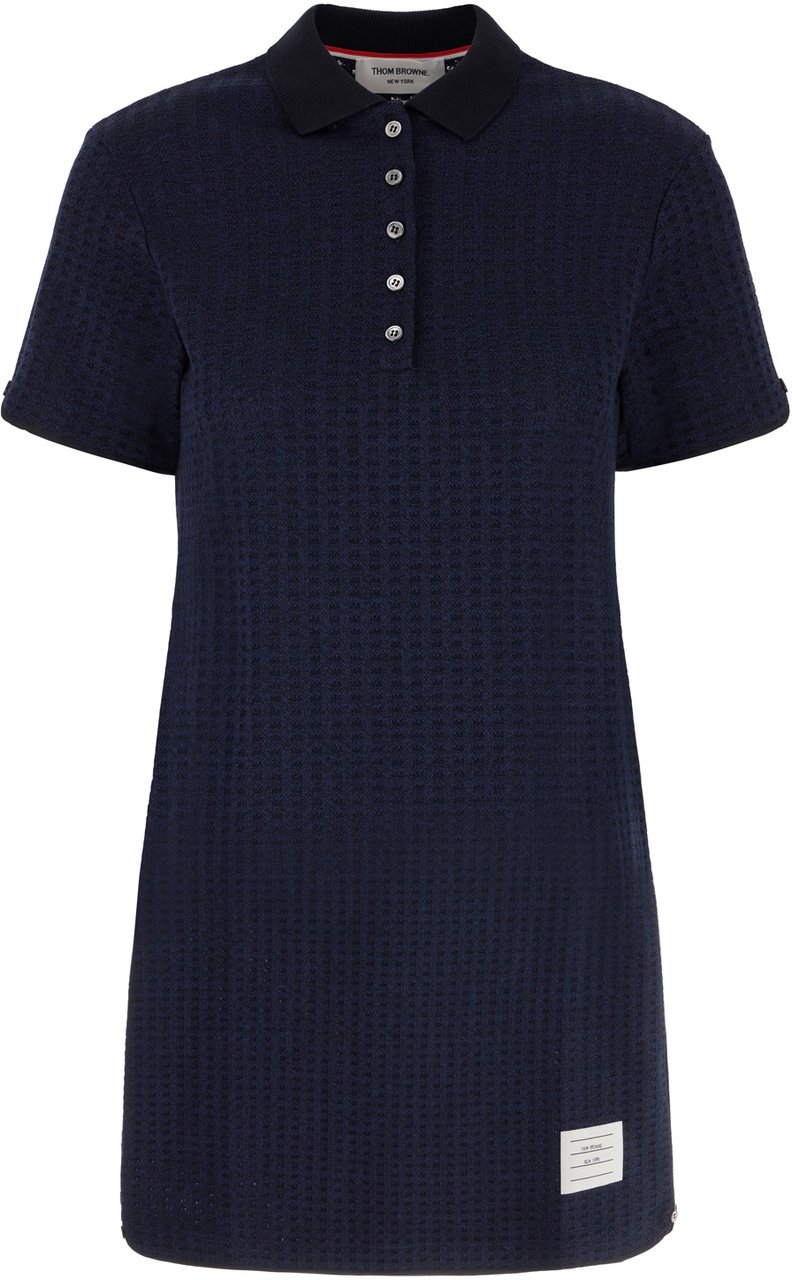 Thom Browne Thom Browne Navy blue cotton polo dress Blauw