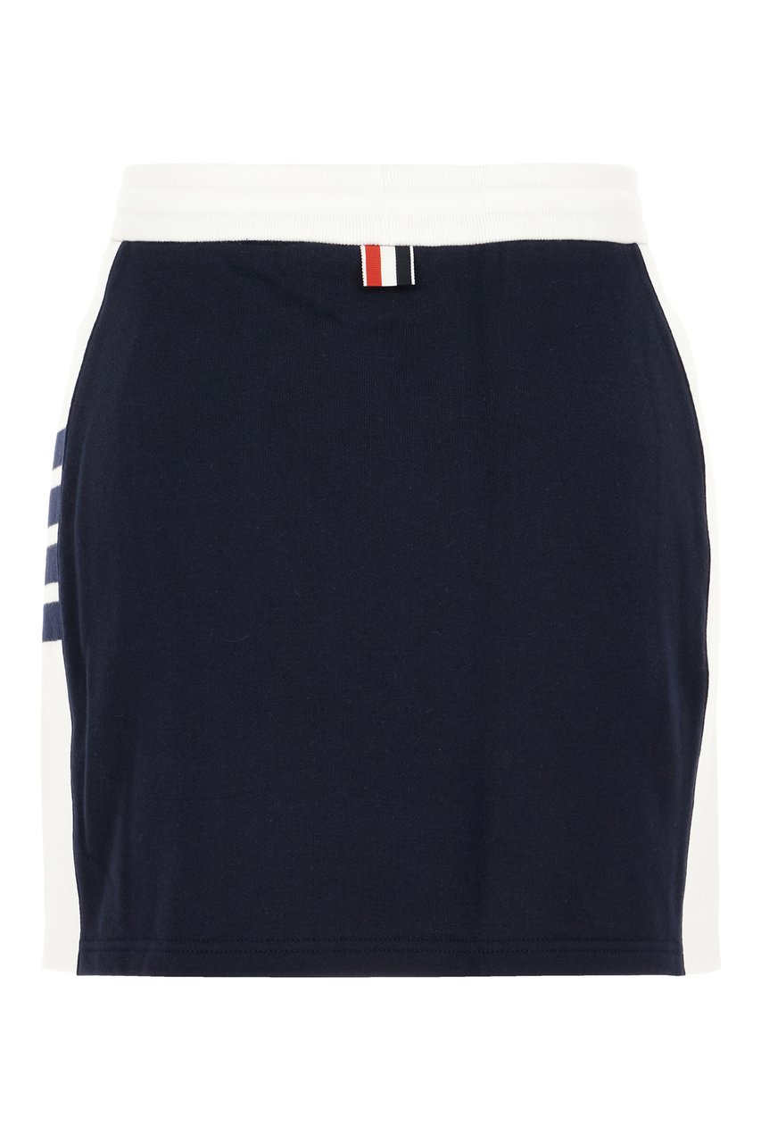 Thom Browne Navy blue cotton mini skirt Blauw