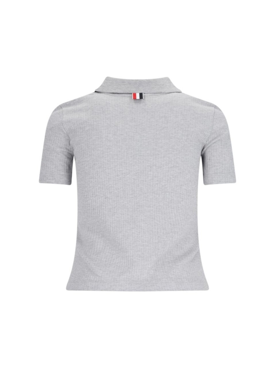 Thom Browne "Three Stripes" Knit Polo – Gray Grijs