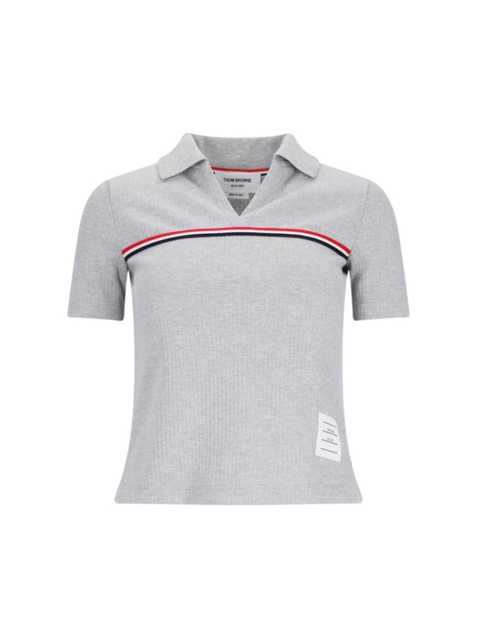 Thom Browne "Three Stripes" Knit Polo – Gray Grijs