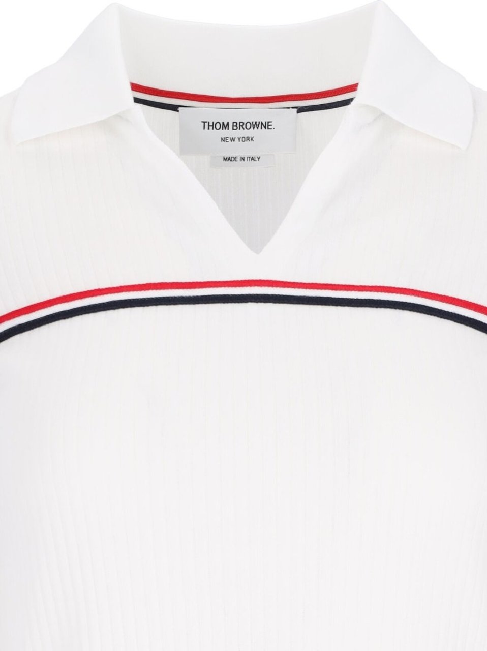 Thom Browne "Three Stripes" Knit Polo – White Wit