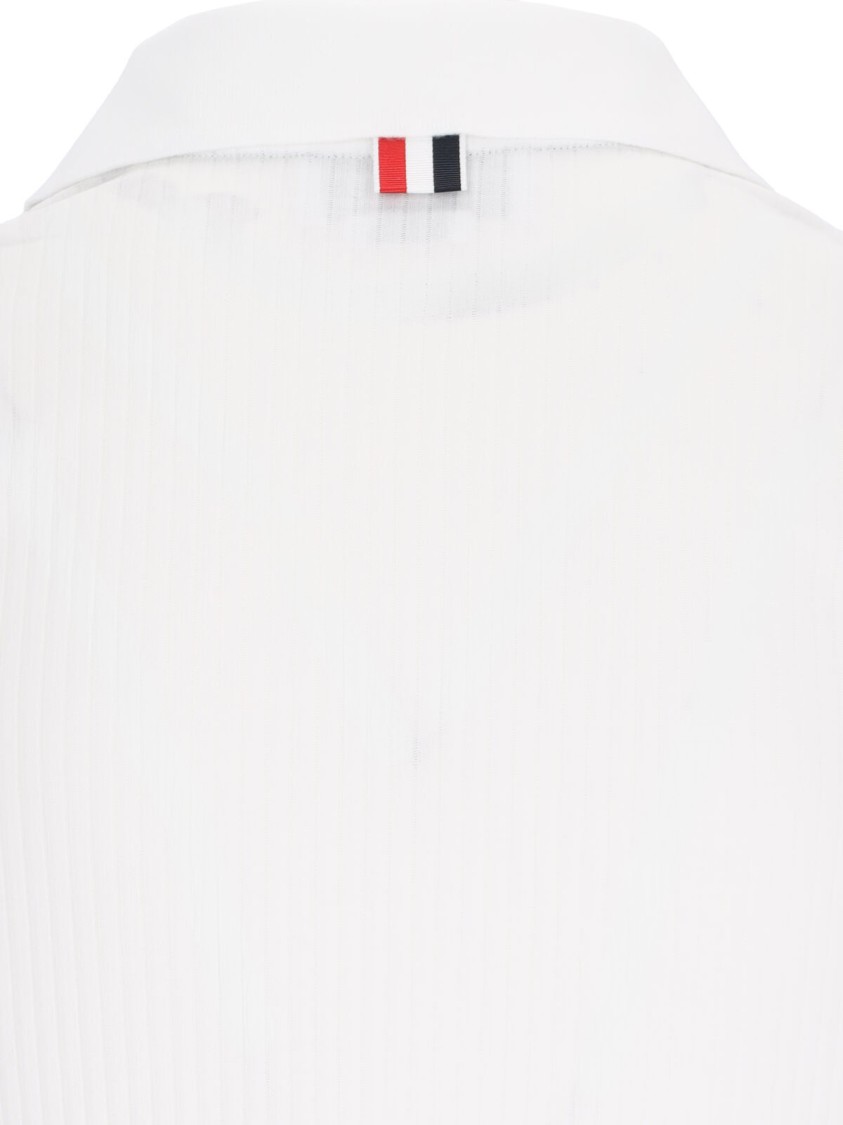 Thom Browne "Three Stripes" Knit Polo – White Wit