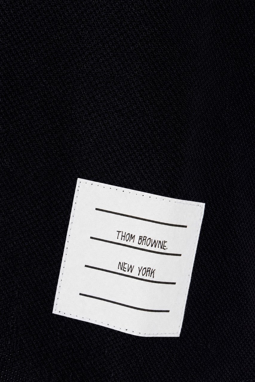 Thom Browne Navy blue cotton polo shirt Blauw
