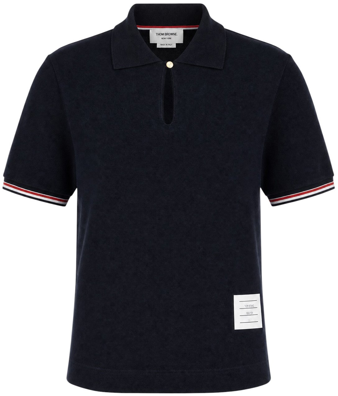Thom Browne Navy blue cotton polo shirt Blauw