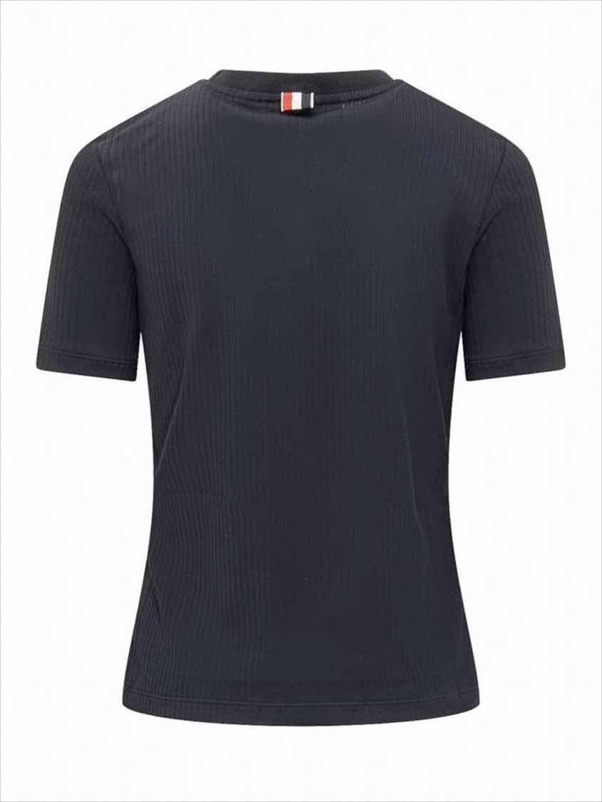 Thom Browne "Three Stripes" Logo T-Shirt – Blue Blauw