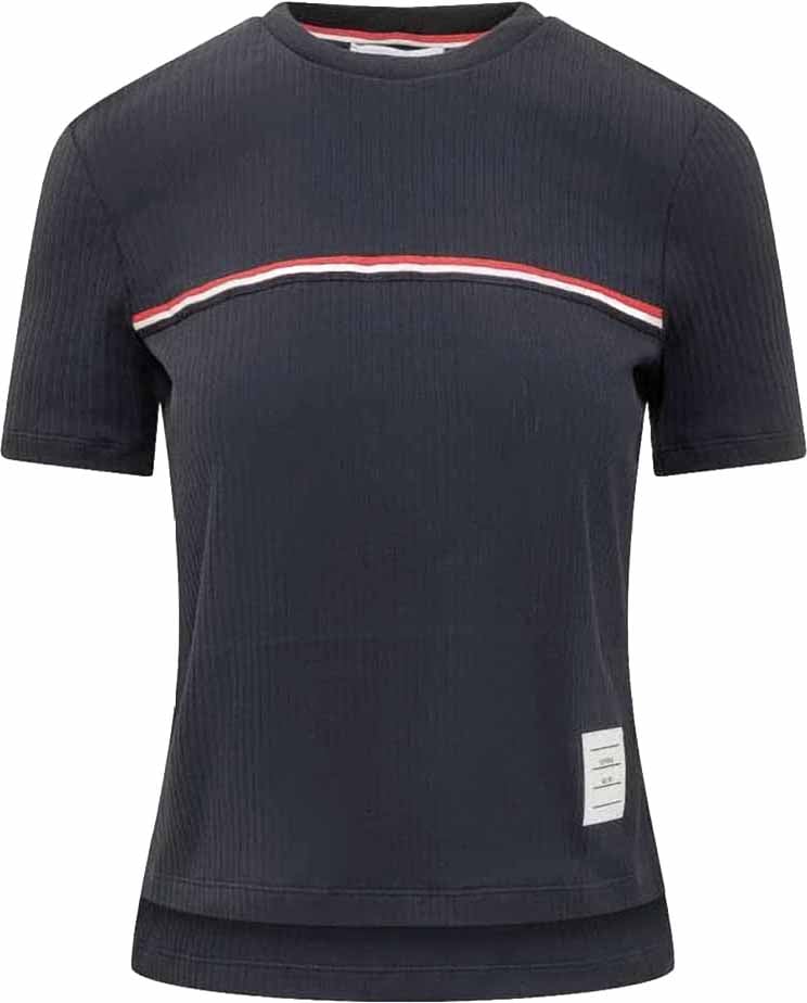 Thom Browne "Three Stripes" Logo T-Shirt – Blue Blauw