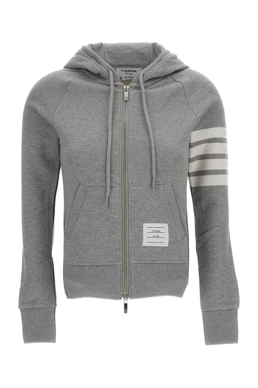 Thom Browne Light Grey Classic Loopback 4-Bar Hoodie Grijs