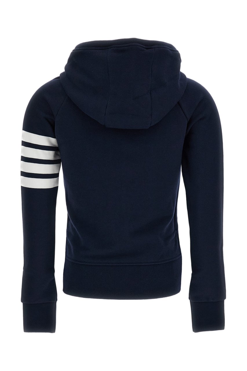 Thom Browne Blue 4-Bar Cotton Zip Hoodie Blauw