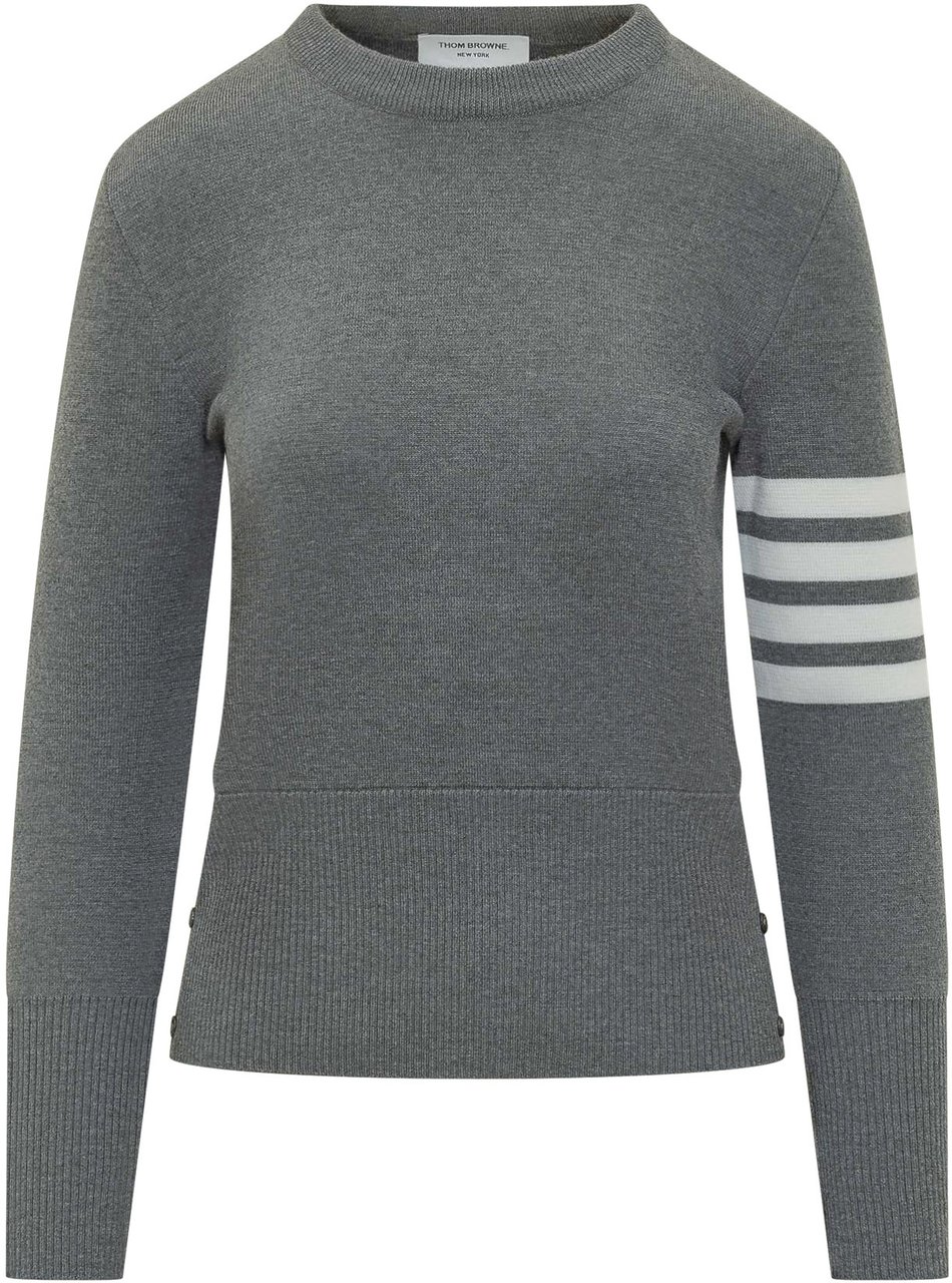 Thom Browne Pullover Punto Milano Con Quattro Bande Donkergrijs