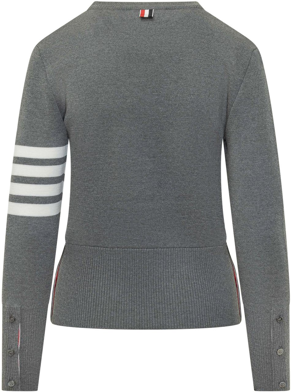 Thom Browne Pullover Punto Milano Con Quattro Bande Donkergrijs