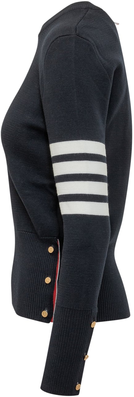 Thom Browne Pullover Punto Milano Con Quattro Bande Zwart