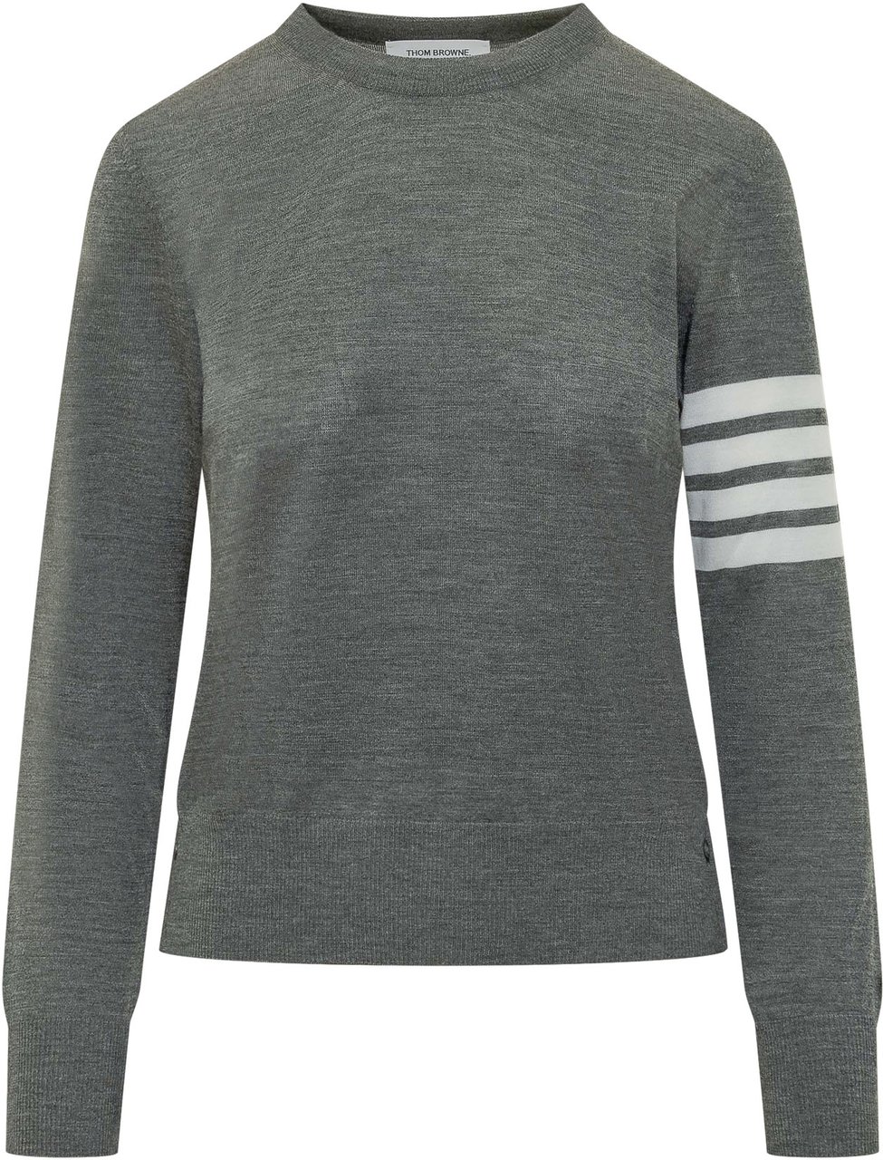 Thom Browne Pullover Relaxed Fit Con Quattro Bande Donkergrijs