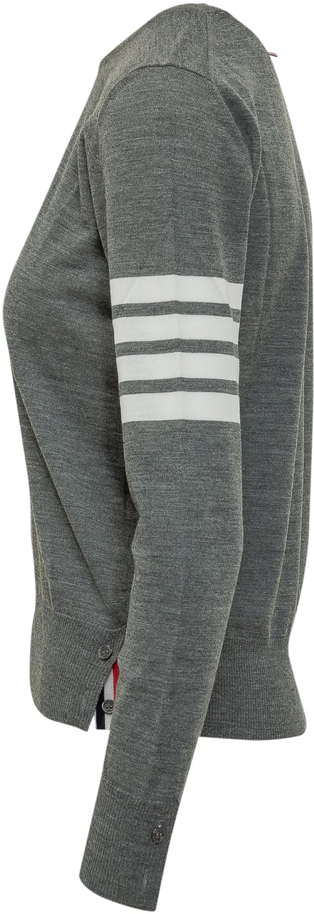 Thom Browne Pullover Relaxed Fit Con Quattro Bande Donkergrijs