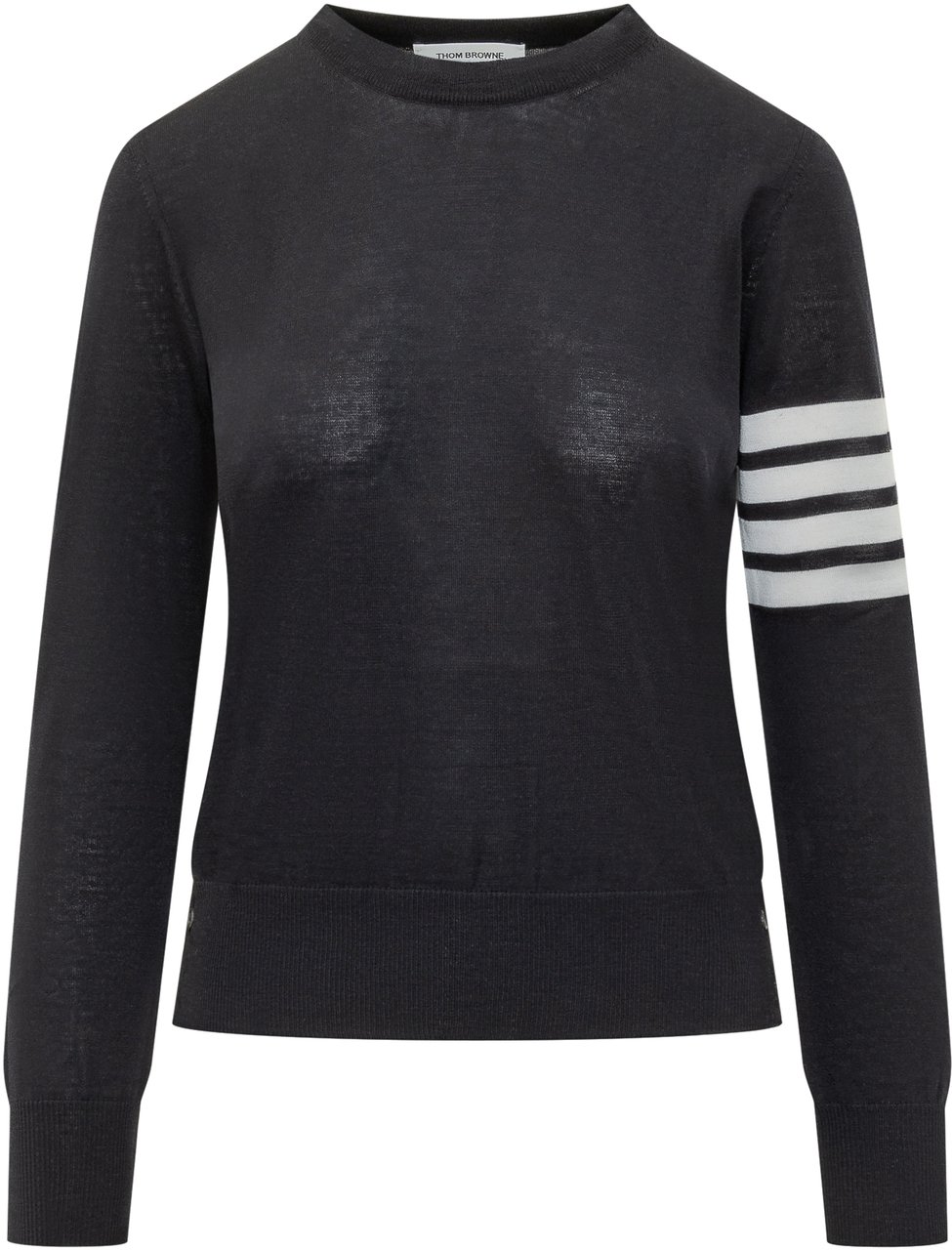 Thom Browne Pullover Relaxed Fit Con Quattro Bande Zwart