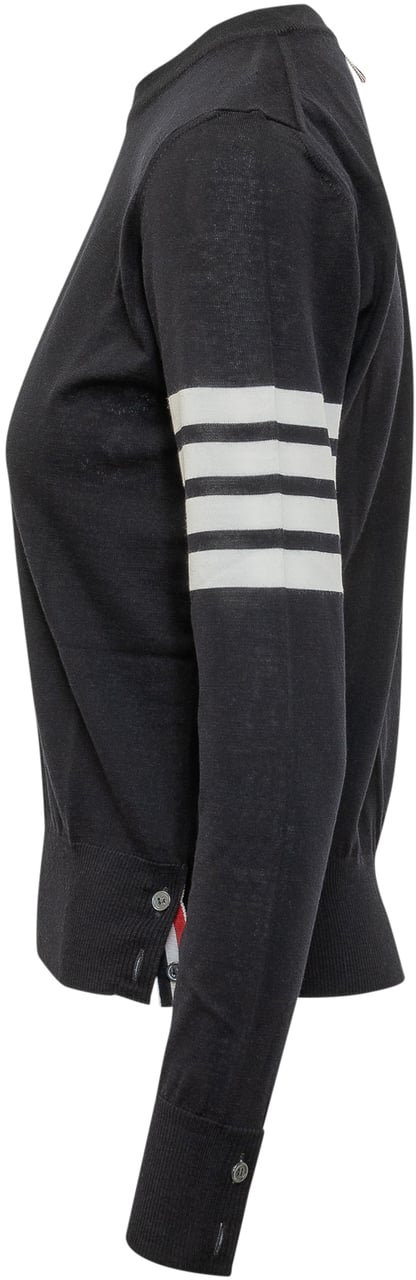 Thom Browne Pullover Relaxed Fit Con Quattro Bande Zwart