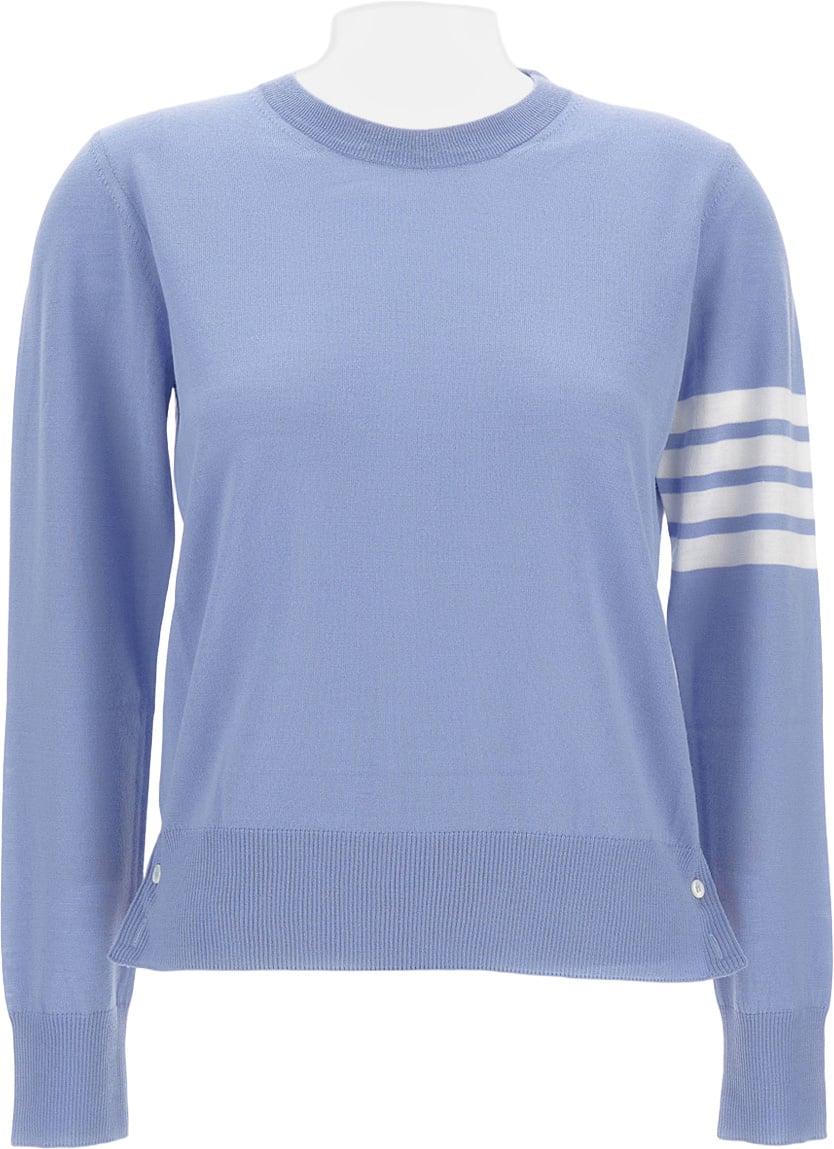Thom Browne Relaxed Fit Pullover With 4-Bar Stripe Details Blauw