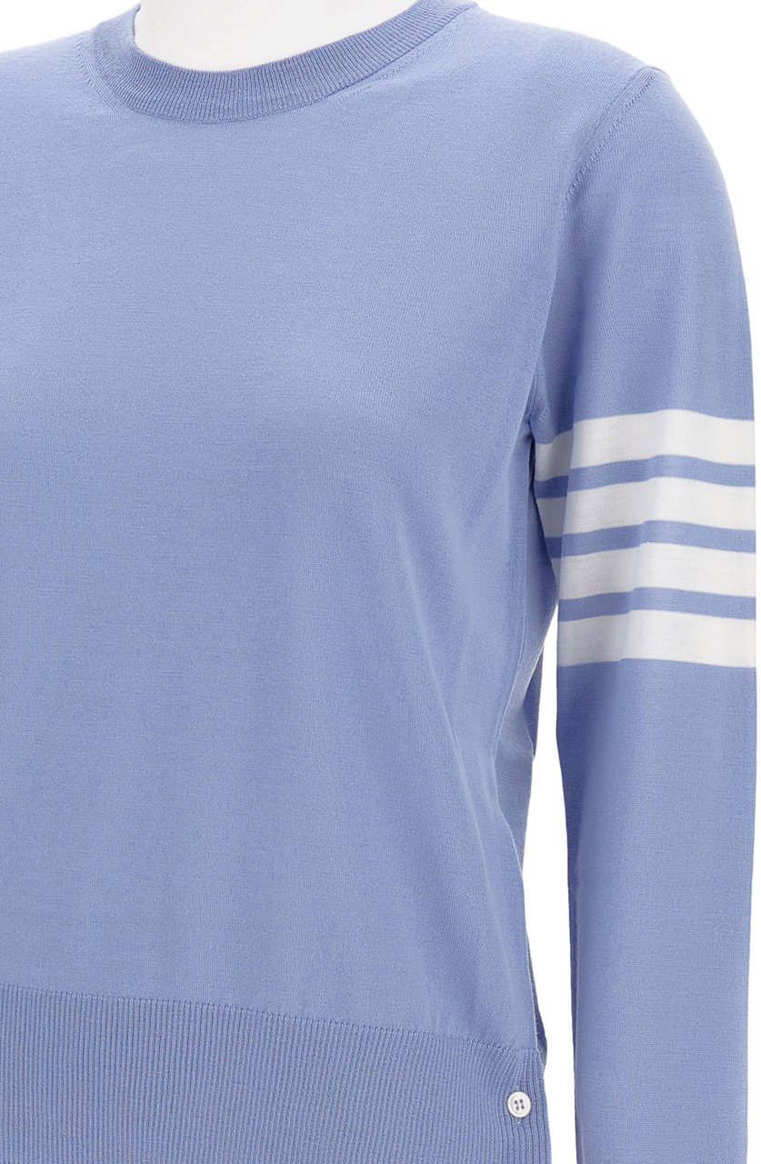 Thom Browne Relaxed Fit Pullover With 4-Bar Stripe Details Blauw