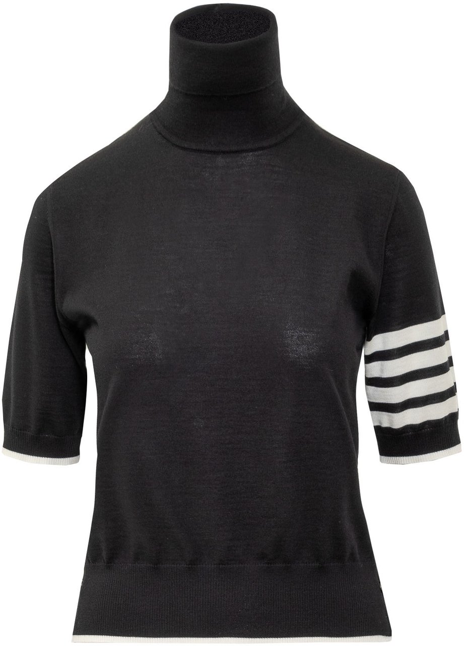 Thom Browne Pullover 4-Bar in Lana Vergine Zwart