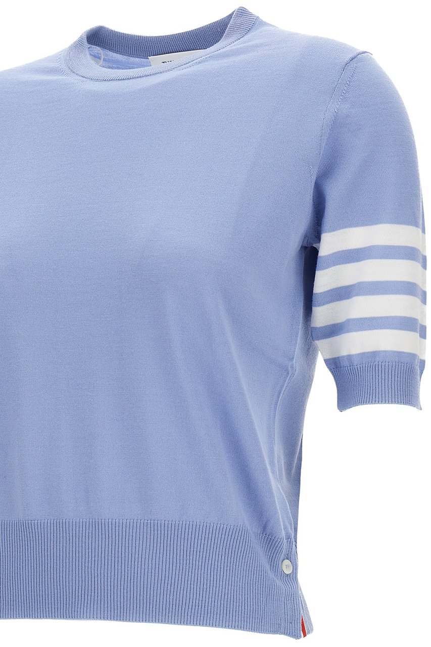 Thom Browne Merino Wool Jersey Stitch 4-Bar Tee Blauw