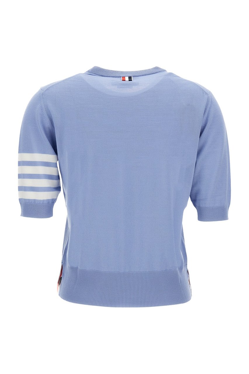 Thom Browne Merino Wool Jersey Stitch 4-Bar Tee Blauw