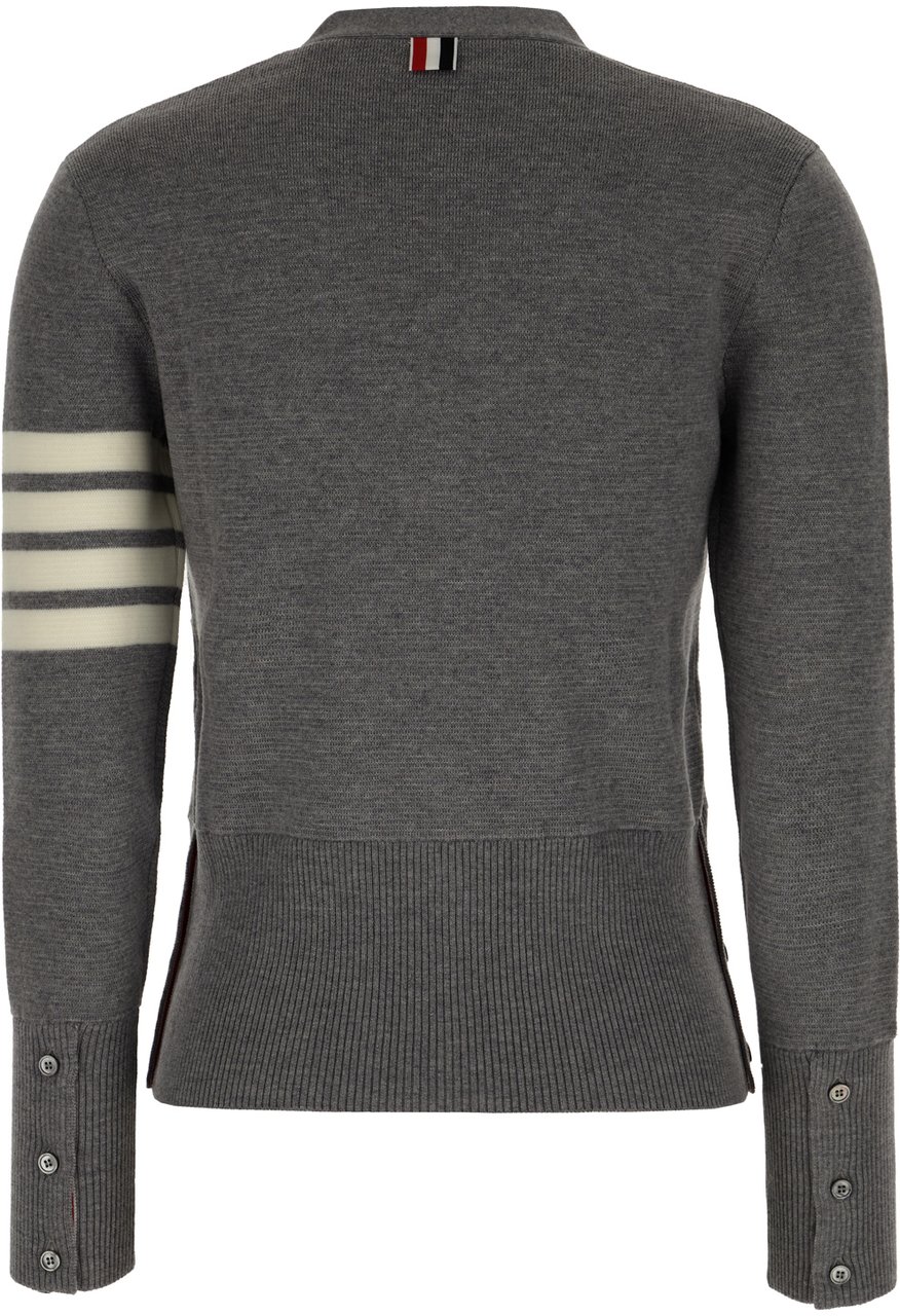 Thom Browne Dark grey wool cardigan Grijs