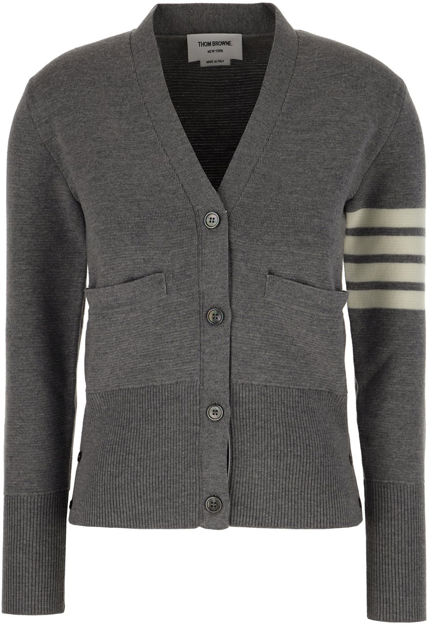 Thom Browne Dark grey wool cardigan Grijs