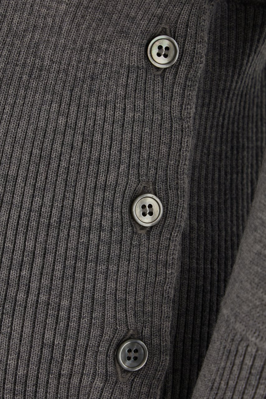 Thom Browne Dark grey wool cardigan Grijs