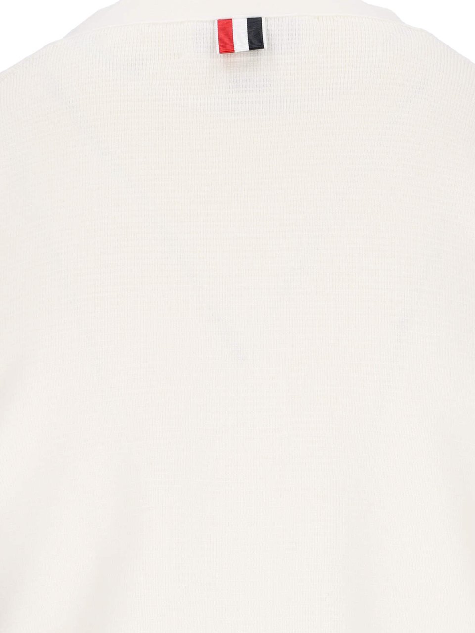 Thom Browne V-Neck Button-Front Cardigan with Striped Intarsia Wit