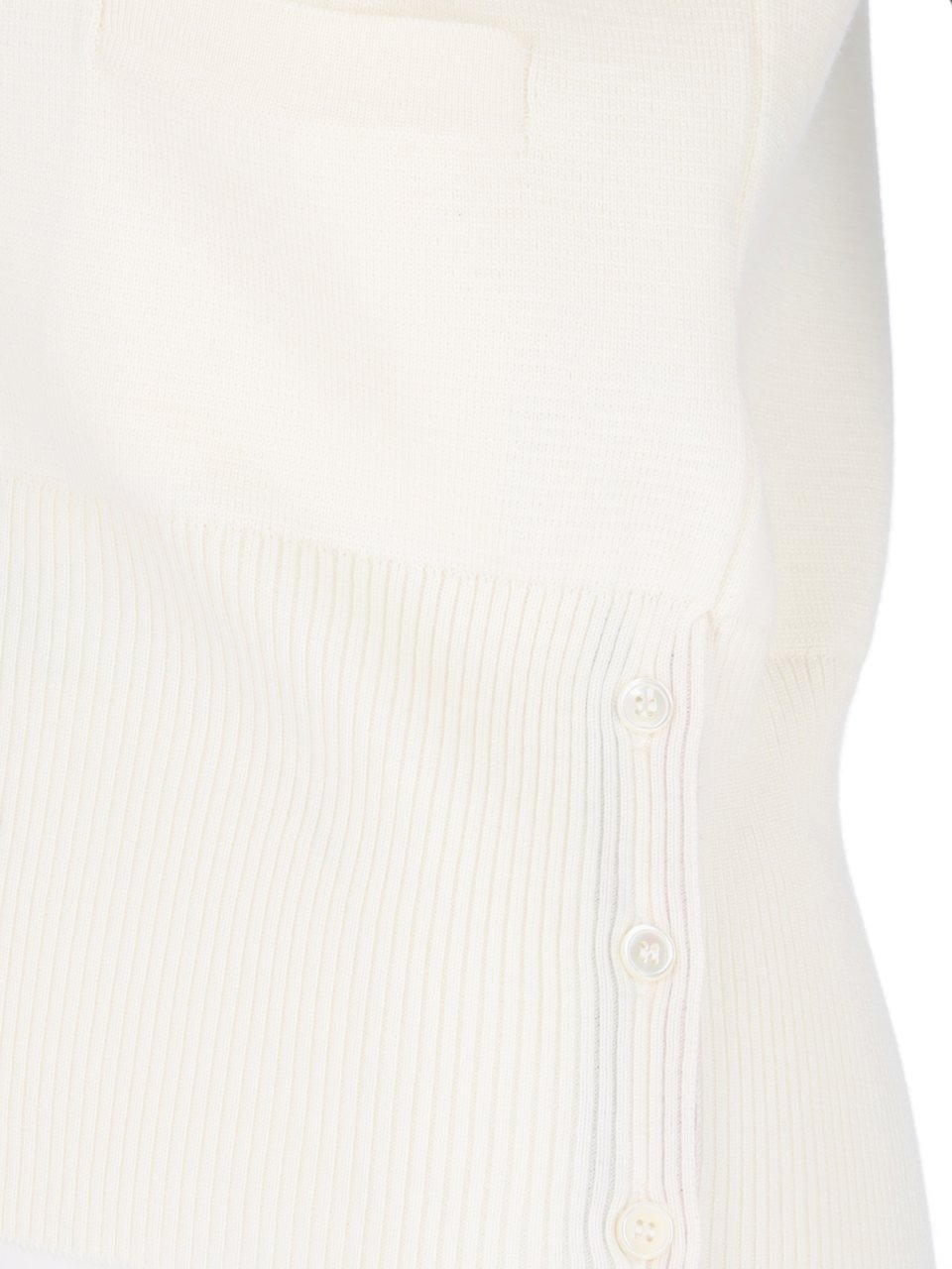 Thom Browne V-Neck Button-Front Cardigan with Striped Intarsia Wit