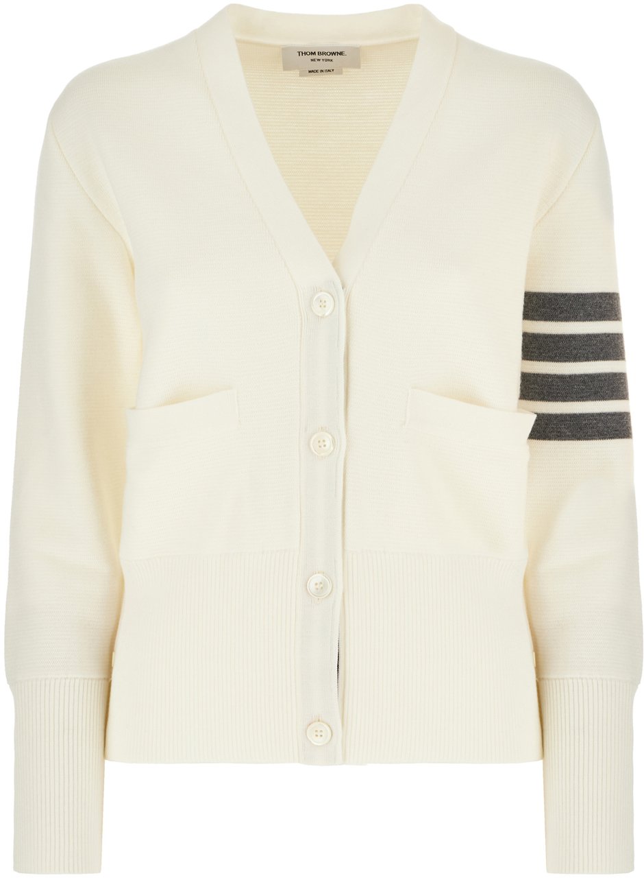 Thom Browne Thom Browne Ivory wool cardigan Neutraal